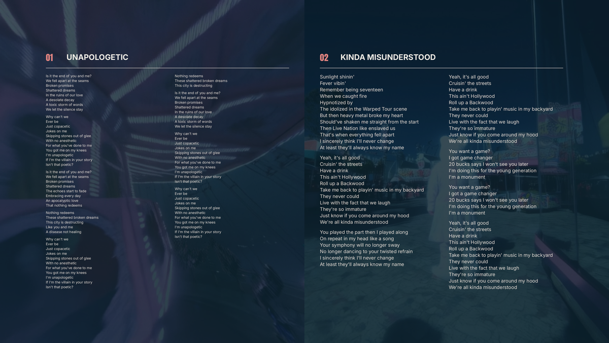 Unapologetic booklet lyrics spread