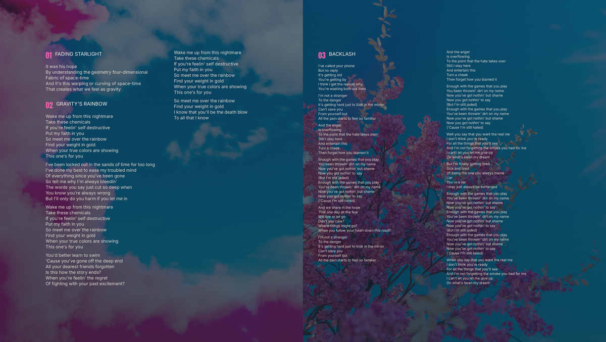 Gravity's Rainbow CD booklet lyric spread