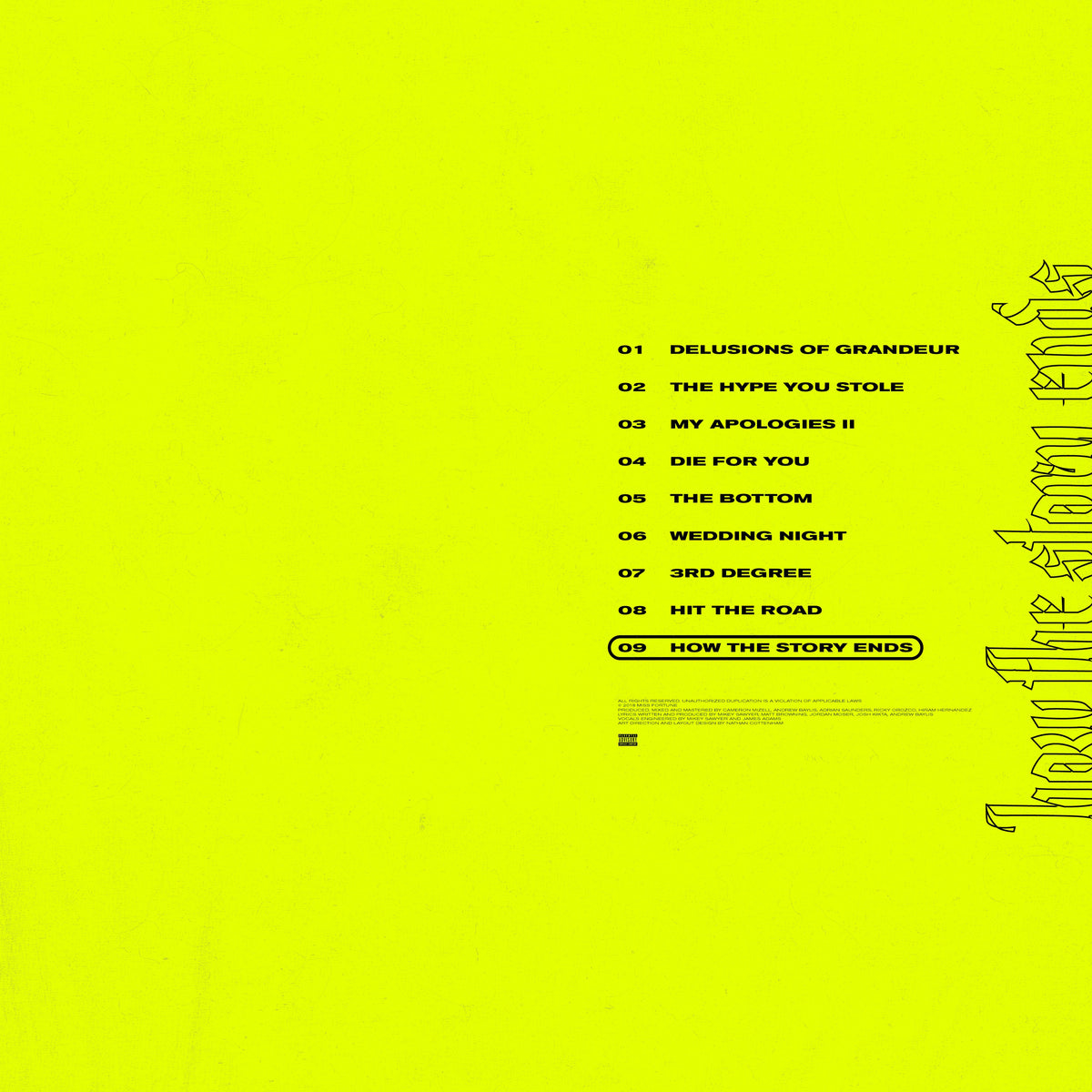 How The Story Ends CD back cover